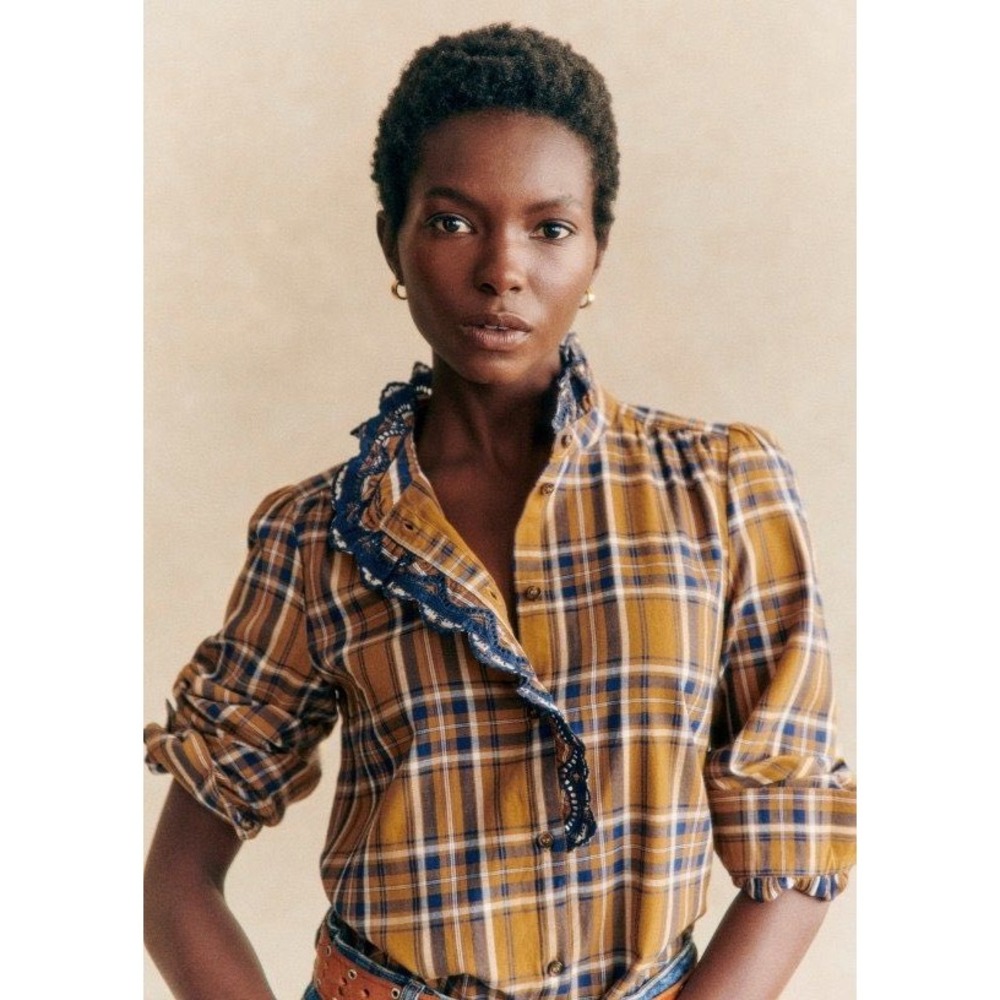 Sézane Chlo Plaid Shirt Sz 40